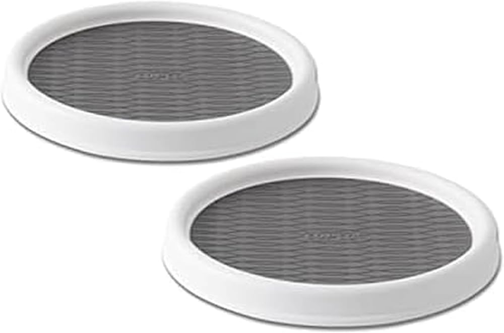 Copco Lazy Susan Turntable Organizer Set of 2, 9 Inch Rotating Cabinet and Pantry Storage, Nonslip Surface with Outer Rim, Wipe Clean