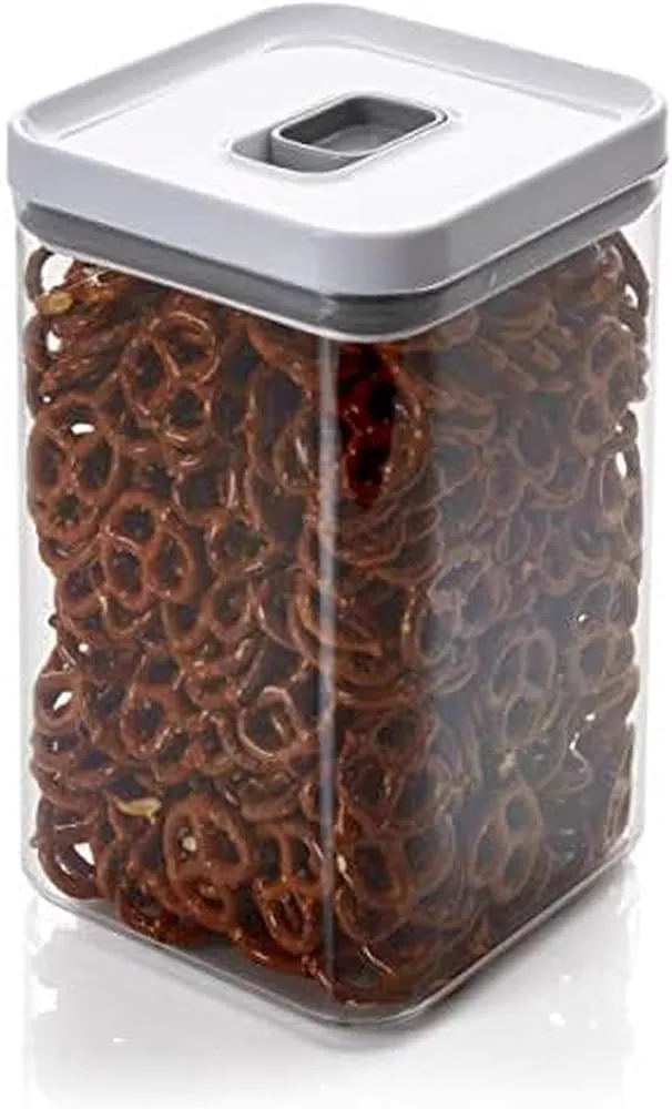 Copco Cabinet Storage Container, Clear 4.43 Qt Airtight Canister with Locking Lid for Pantry Organization, Stackable Food Storage for Flour, Sugar, Cereal, Pasta, and Dry Goods