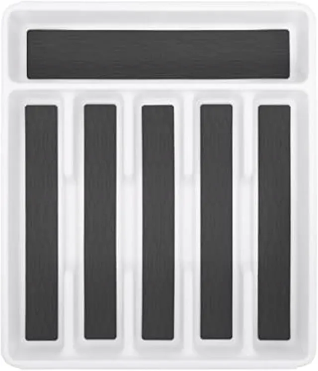 Copco Expandable Drawer Organizer Utensil Tray with 6 to 8 Compartments, Extends 12.9 to 21.5 Inches, Nonslip Liner, Kitchen Cutlery and Flatware Storage