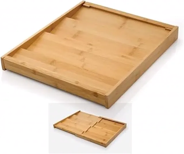 Copco Bamboo Expandable Spice Organizer Drawer and Counter Lazy Susan Turntable Style Tiered Rack - Adjustable 4-Tier Natural Wood Kitchen Spice Storage Organizer for Cabinet, Pantry, or Bathroom